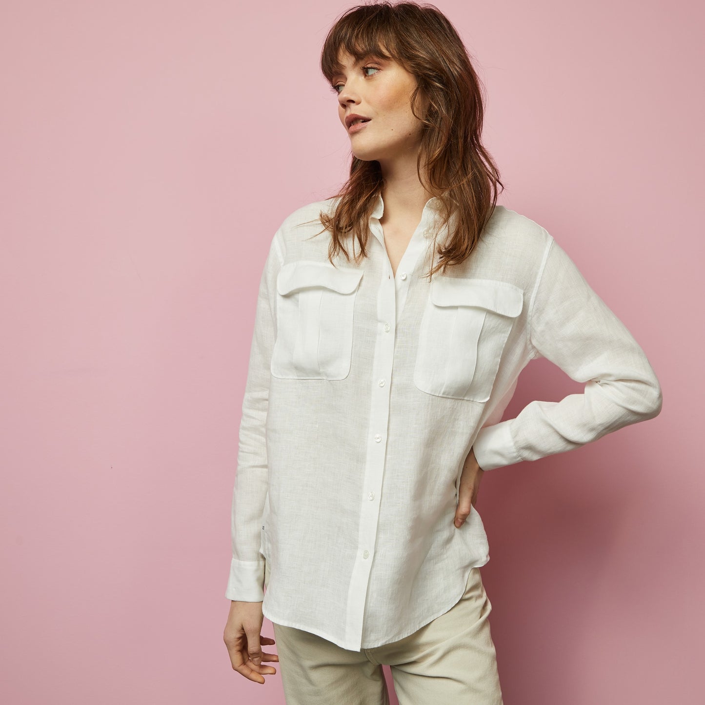 Plain white linen blouse