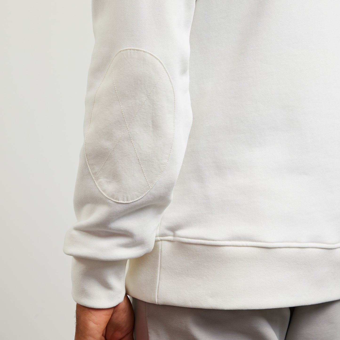Plain white sweatshirt with hood