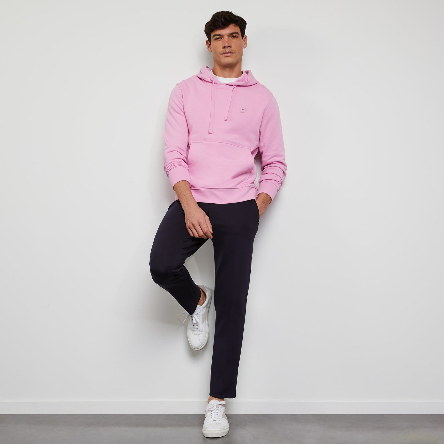 Plain pink sweatshirt with hood