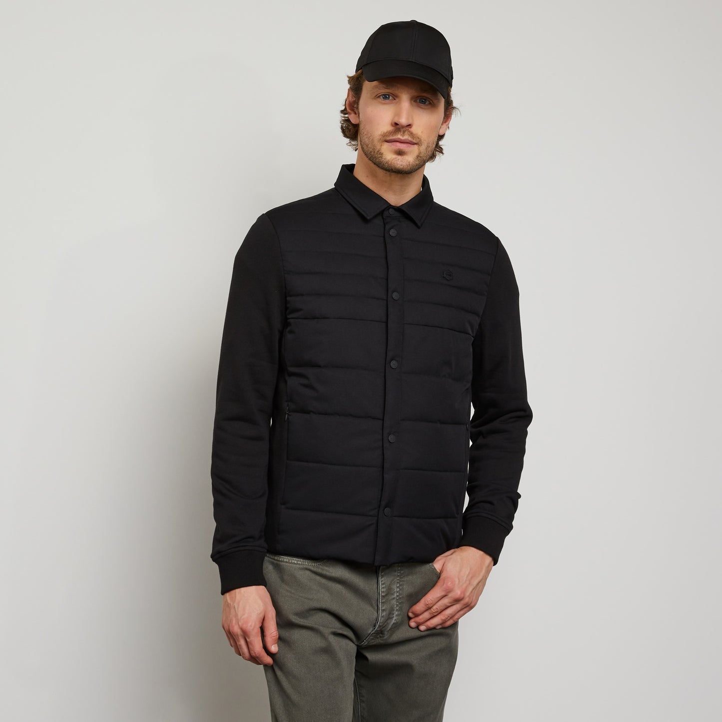 Bi-fabric zipped sweatshirt