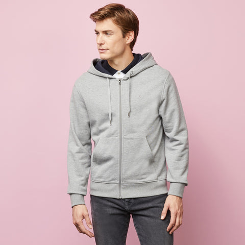Grey zipped sweatshirt with hood - Image 1