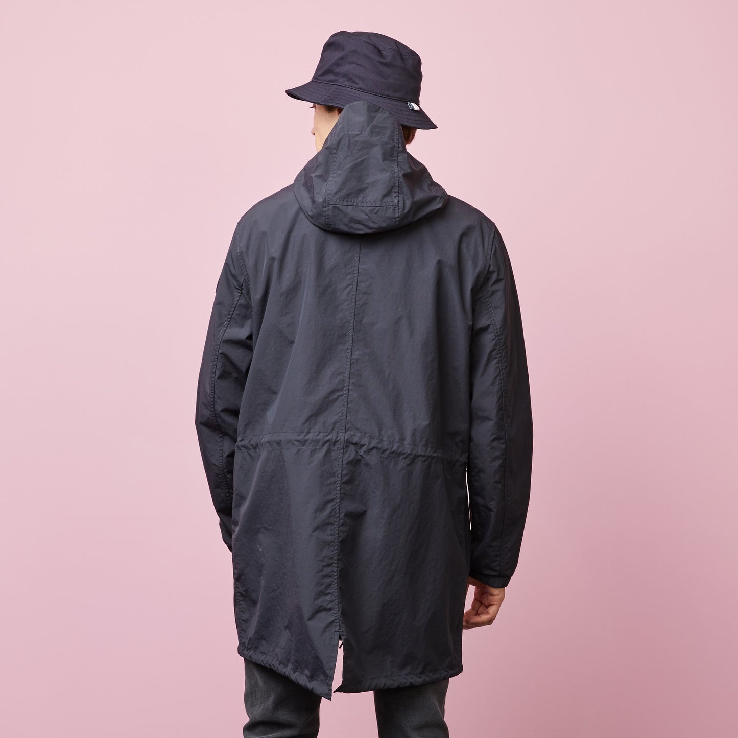 Mid-length dark blue parka