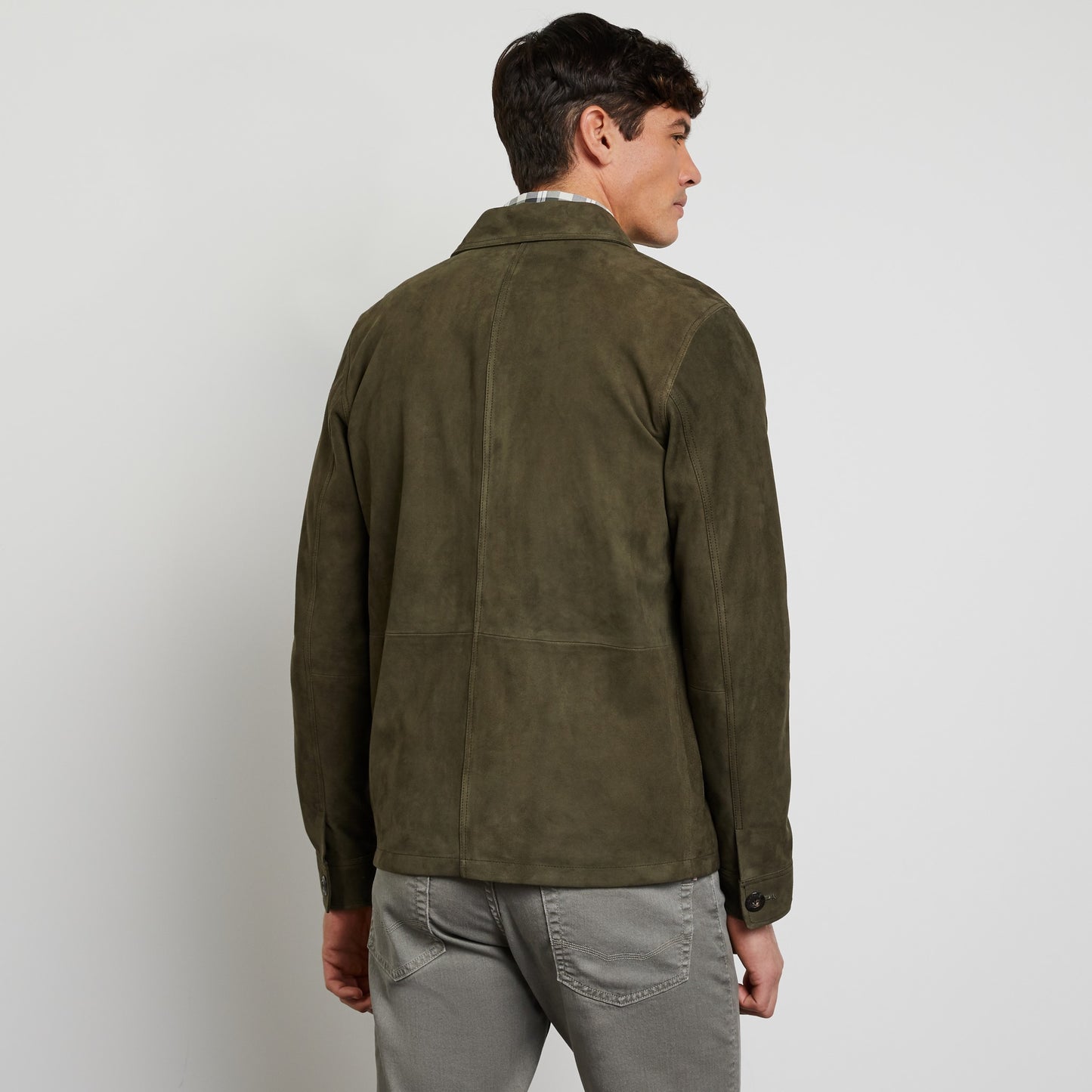 Khaki suedine overshirt