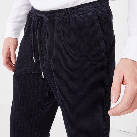 Navy blue stretch cotton velour pants - Image 3