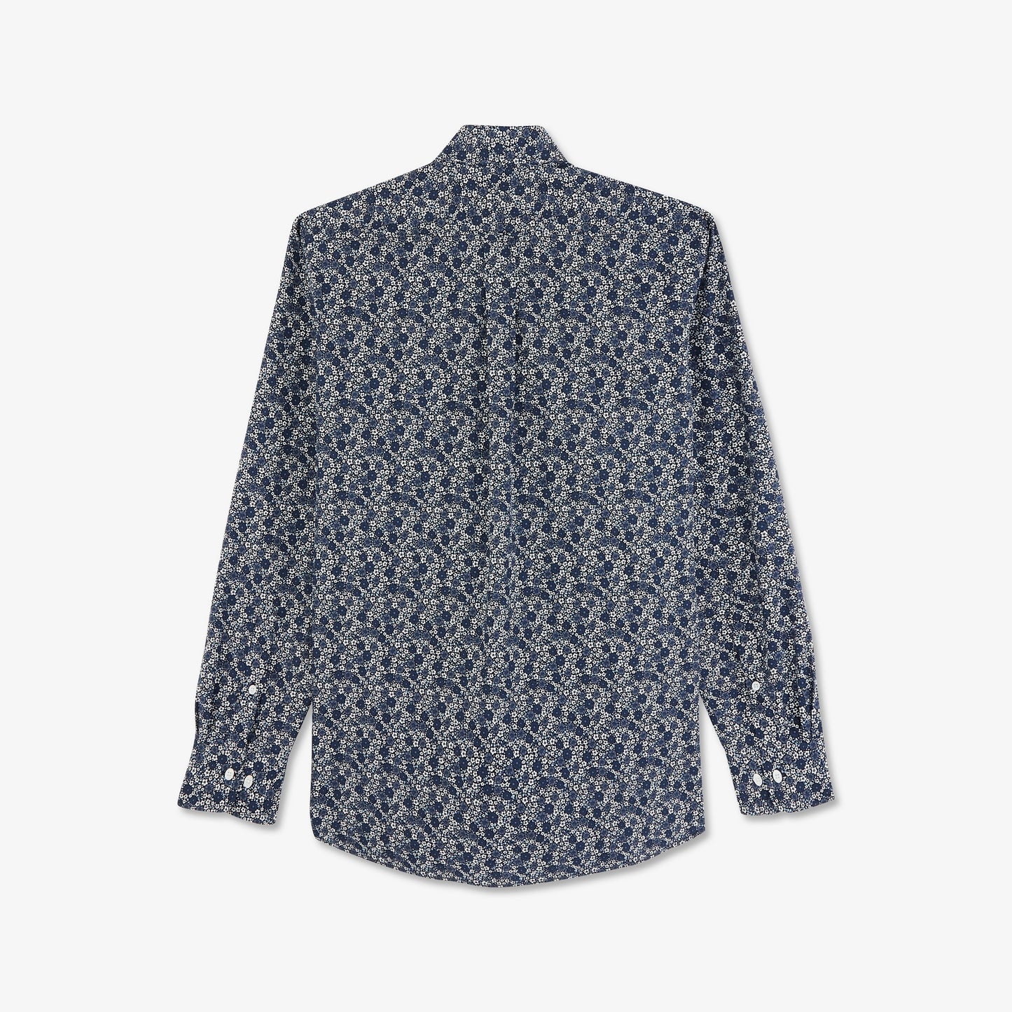 Navy blue shirt in floral cotton poplin
