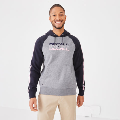 Grey hooded sweatshirt in two-tone fleece - Image 1