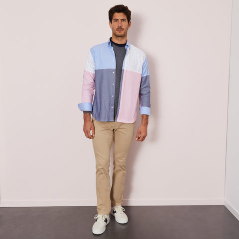 Colour-block shirt in Oxford cotton - Image 3