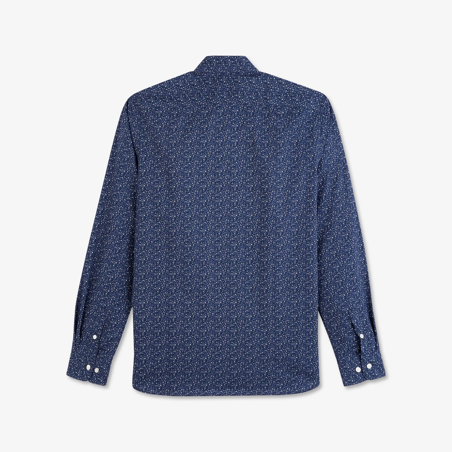Navy blue shirt with a grey floral motif