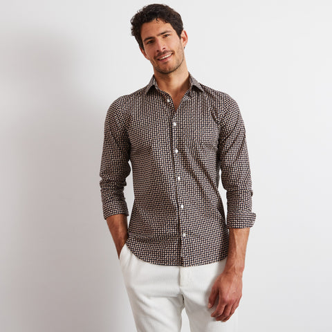 Brown shirt with a vintage motif - Image 1