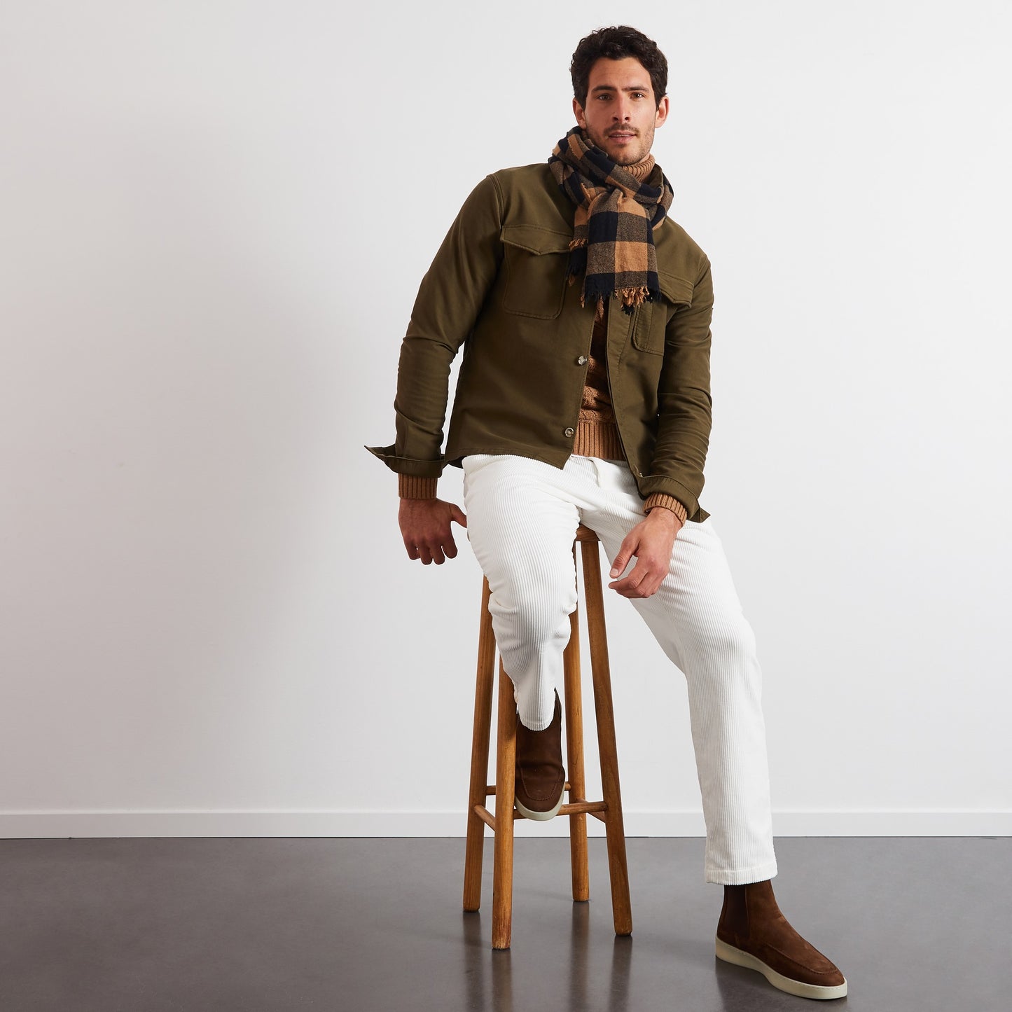 Khaki twill overshirt